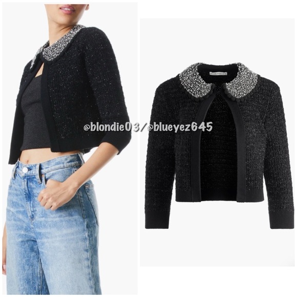 Alice + Olivia “Akira” embellished cardigan in Black S NWT - Picture 2 of 5